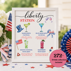 4th of July Drink Menu Sign, Patriotic Signature Drinks, Fourth Of July Cocktails Sign, Red White Blue Printable Template