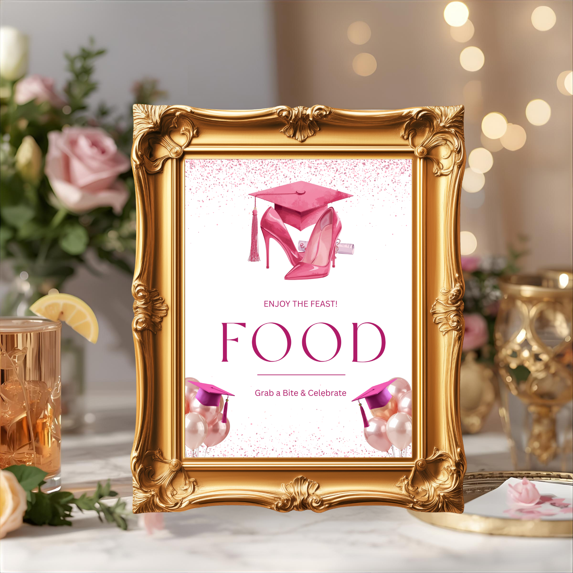 Graduation Party Table Signs Bundle, Senior Grad Favor sign, Dessert Sign, Food and Drinks Sign, Woman Graduates Decor Printable Template