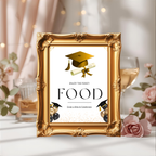 White Gold Graduation Party Table Signs Bundle, Senior Grad Favor sign, Dessert Sign Food and Drinks Sign Graduates Decor Printable Template