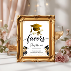 White Gold Graduation Party Table Signs Bundle, Senior Grad Favor sign, Dessert Sign Food and Drinks Sign Graduates Decor Printable Template