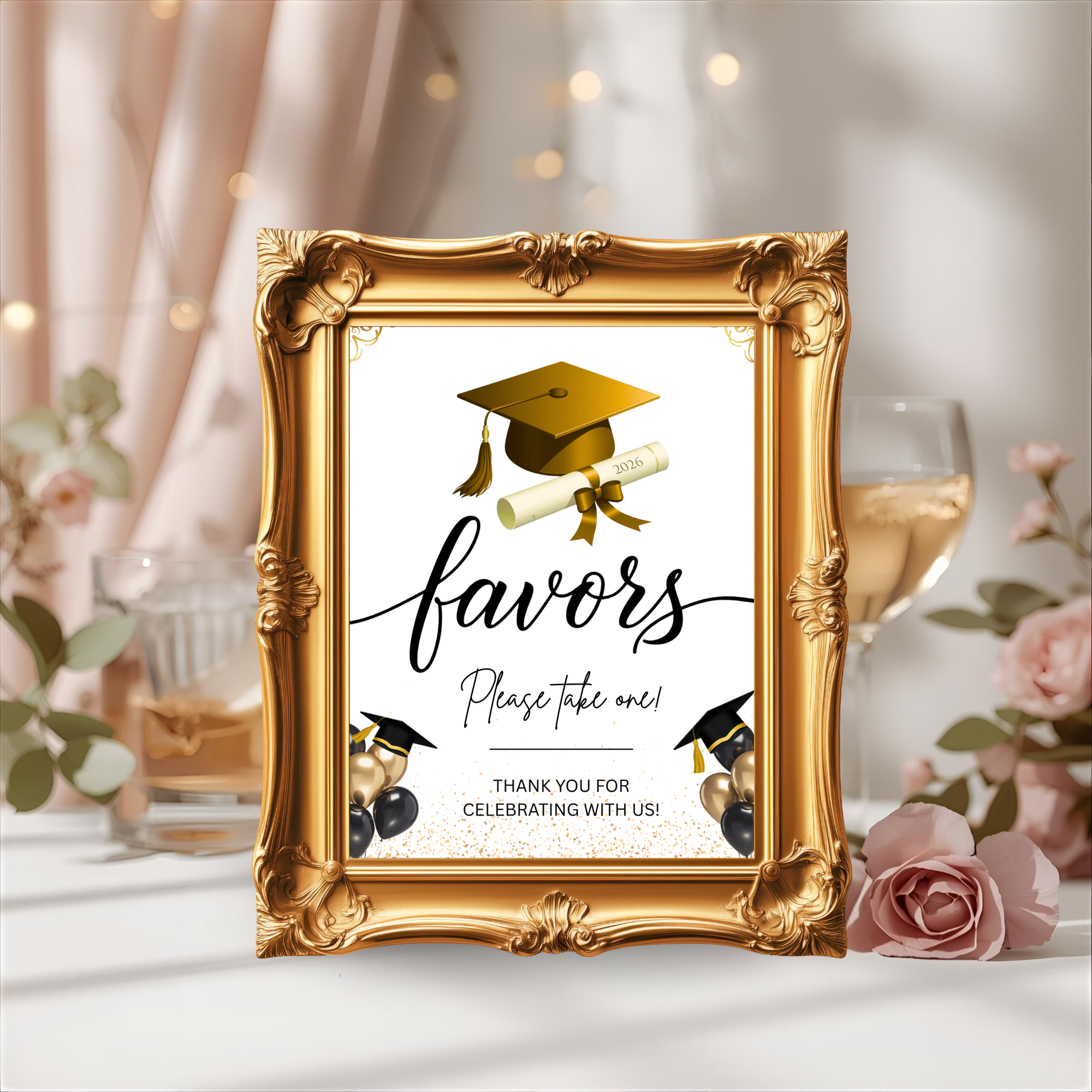 White Gold Graduation Party Table Signs Bundle, Senior Grad Favor sign, Dessert Sign Food and Drinks Sign Graduates Decor Printable Template