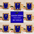 Blue Gold Graduation Party Table Signs Bundle, Senior Grad Favor sign, Dessert Sign, Food Cocktails Sign, Graduates Decor Printable Template