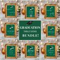 Green Gold Graduation Party Table Signs Bundle, Senior Grad Favor sign, Dessert Sign, College Fund Sign, Graduates Decor Printable Template