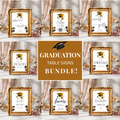 White Gold Graduation Party Table Signs Bundle, Senior Grad Favor sign, Dessert Sign Food and Drinks Sign Graduates Decor Printable Template