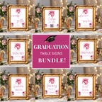 Graduation Party Table Signs Bundle, Senior Grad Favor sign, Dessert Sign, Food and Drinks Sign, Woman Graduates Decor Printable Template