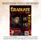Boy Graduation Invitation, Senior Grad Party with photos invite, Male College High school Graduates Announcement, Maroon Gold Flyer Template