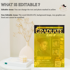 Boy Graduation Announcement 2026 Invitation, Black gold Senior Grad Party with photo invite, Male College High school Graduates Template