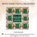 Green Gold Graduation Party Table Signs Bundle, Senior Grad Favor sign, Dessert Sign, College Fund Sign, Graduates Decor Printable Template