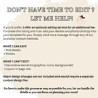 Custom Add-On | Extra Edit | Upgrade Order Service, Digital Printable Template