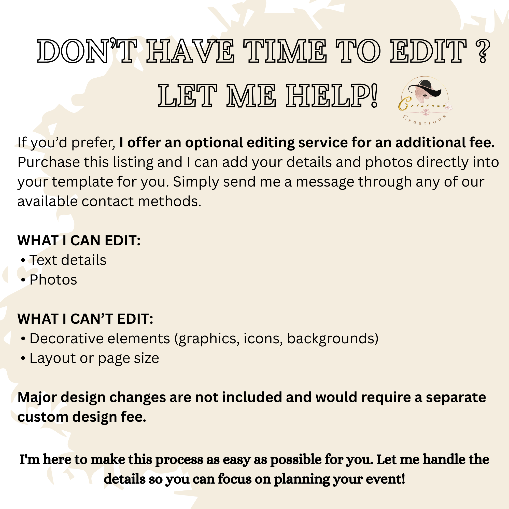 Custom Add-On | Extra Edit | Upgrade Order Service, Digital Printable Template