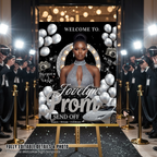 Black Silver Prom Send Off Welcome Party Sign, Prom Queen Poster Sign with photo, Entrance Board Sign, Teen Girl and Boy Printable Template