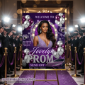 Purple Silver Prom Send Off Welcome Party Sign, Prom Queen Poster Sign with photo Entrance Board Sign Senior Junior Night Printable Template