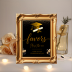 Black Gold Graduation Party Table Signs Bundle, Senior Grad Favor sign, Dessert Sign, Food and Drinks Sign, Graduates Printable Template