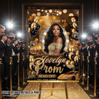 Black Gold Prom Send Off Welcome Party Sign, Prom Queen Poster Sign with photo, Entrance Board Sign, Teen Girl and Boy Printable Template