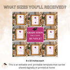 Wildflower Graduation Table Signs Bundle, Woman Senior Grad Favor sign, Dessert Sign, Pink Coquette Graduates Party Decor Printable Template