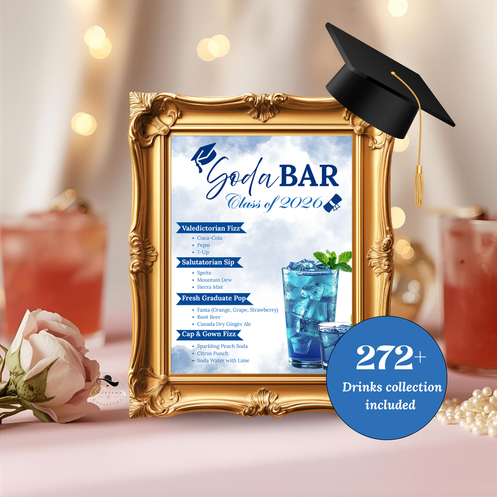 Graduation Soda Bar Menu, Editable Custom Soda Sign Template, Graduation Party Decor, Class of 2026 Grad Drink Station, Printable Template