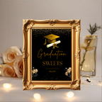 Black Gold Graduation Party Table Signs Bundle, Senior Grad Favor sign, Dessert Sign, Food and Drinks Sign, Graduates Printable Template