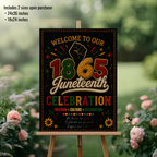 Juneteenth Welcome Party Sign, June 19th Emancipation Day Black Freedom Celebration Sign, 1865 Poster Board Sign, Printable Canva Template