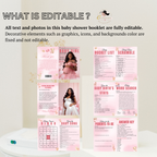 Pink Baby Shower Activity Booklet, Baby Shower Games Bundle Teddy Bear Themed, Magazine Style with photo Printable Party Decor Template