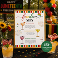 Juneteenth Drink Menu Sign, Emancipation Day Signature Cocktails Bar Menu, June 19th Party Cocktails Sign, Printable Canva Template
