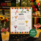 Juneteenth Drink Menu Sign, Emancipation Day Signature Cocktails Bar Menu, June 19th Party Cocktails Sign, Printable Canva Template