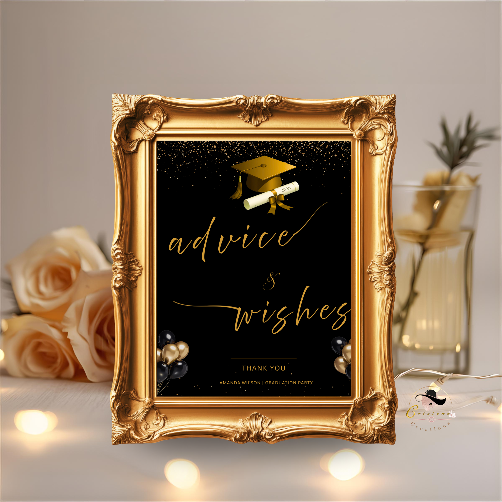 Black Gold Graduation Party Table Signs Bundle, Senior Grad Favor sign, Dessert Sign, Food and Drinks Sign, Graduates Printable Template