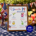 4th of July Signature Drinks Bar Menu Sign, Patriotic Red White Blue, Fourth of July Cocktails Sign Printable Canva Template