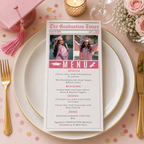 Pink Graduation Newspaper Menu, Senior Grad Dinner Party Menu Template, Class of 2026 Brunch Menu, Nurse Menu Card, Printable Template