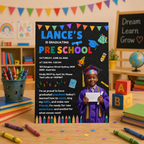 Pre K Graduation Invitation with Photo, Kindergarten Graduation Invite, Class of 2026 Preschool Grad Party Editable Canva Printable Template