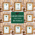 Green Coquette Graduation Table Signs Bundle, Senior Grad Favor sign, College Fund Sign, Food Sign, Graduates Party Decor Printable Template