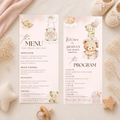 Baby Shower Menu and Program Template, Brown Bear Cloud 9 Baby Shower Itinerary, Neutral Baby Shower Party, Editable Canva Printable Card