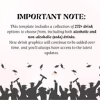 Graduation Bar Menu Template, Editable Drink Menu, Class of 2026 Cocktail Menu, Custom Grad Party Menu, Canva Printable