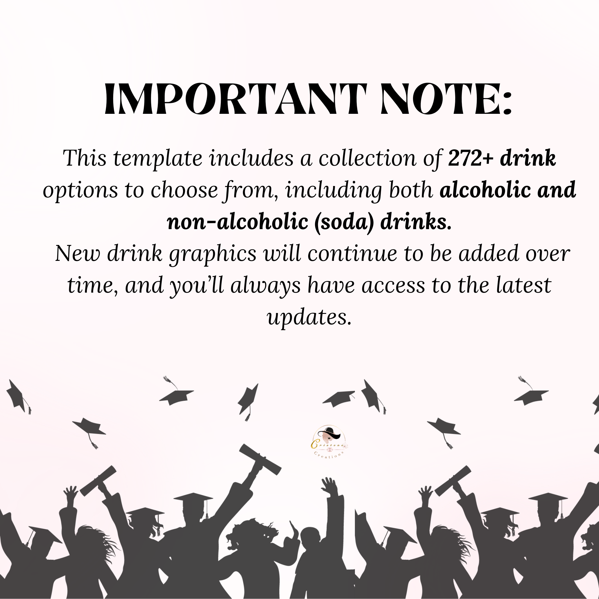 Graduation Bar Menu Template, Editable Drink Menu, Class of 2026 Cocktail Menu, Custom Grad Party Menu, Canva Printable