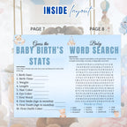 Blue Bear Baby Shower Activity Booklet, Baby Shower Games Bundle Teddy Bear Themed, Magazine Style with photo Printable Party Decor Template