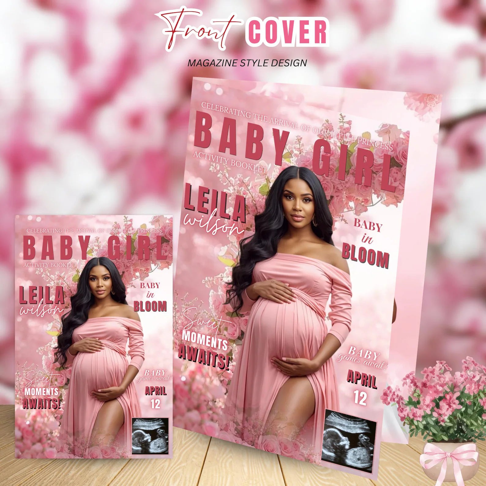 Wildflower Baby Shower Activity Booklet, Baby In Bloom Games Bundle, Pink Coquette Bow Themed with photo, Printable Party Decor Template