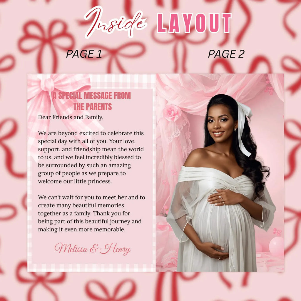Coquette Baby Shower Activity Booklet, Pink Bow Games Bundle, Its a Girl Booklet with photo, Oh Baby Games Printable Party Decor Template