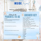 Blue Bear Baby Shower Activity Booklet, Baby Shower Games Bundle Teddy Bear Themed, Magazine Style with photo Printable Party Decor Template