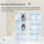 Blue Bear Baby Shower Activity Booklet, Baby Shower Games Bundle Teddy Bear Themed, Magazine Style with photo Printable Party Decor Template