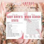 Pink Boho Baby Shower Activity Booklet, Bohemian Games Bundle, Spring Pampas Grass Theme with photo, Girl Printable Party Decor Template