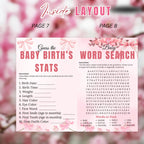 Wildflower Baby Shower Activity Booklet, Baby In Bloom Games Bundle, Pink Coquette Bow Themed with photo, Printable Party Decor Template