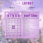 Wildflower Baby Shower Activity Booklet, Baby In Bloom Games Bundle, Purple Butterfly Themed with photo, Printable Party Decor Template