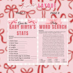 Coquette Baby Shower Activity Booklet, Pink Bow Games Bundle, Its a Girl Booklet with photo, Oh Baby Games Printable Party Decor Template