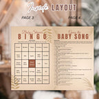 Boho Baby Shower Activity Booklet, Brown Bohemian Games Bundle Spring Pampas Grass Theme with photo, Girl Boy Printable Party Decor Template