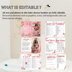 Pink Boho Baby Shower Activity Booklet, Bohemian Games Bundle, Spring Pampas Grass Theme with photo, Girl Printable Party Decor Template