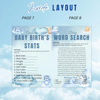 Cloud 9 Baby Shower Activity Booklet, Blue Cloud Nine Games Bundle, Boy Booklet with photo, Oh Baby Games Printable Party Decor Template