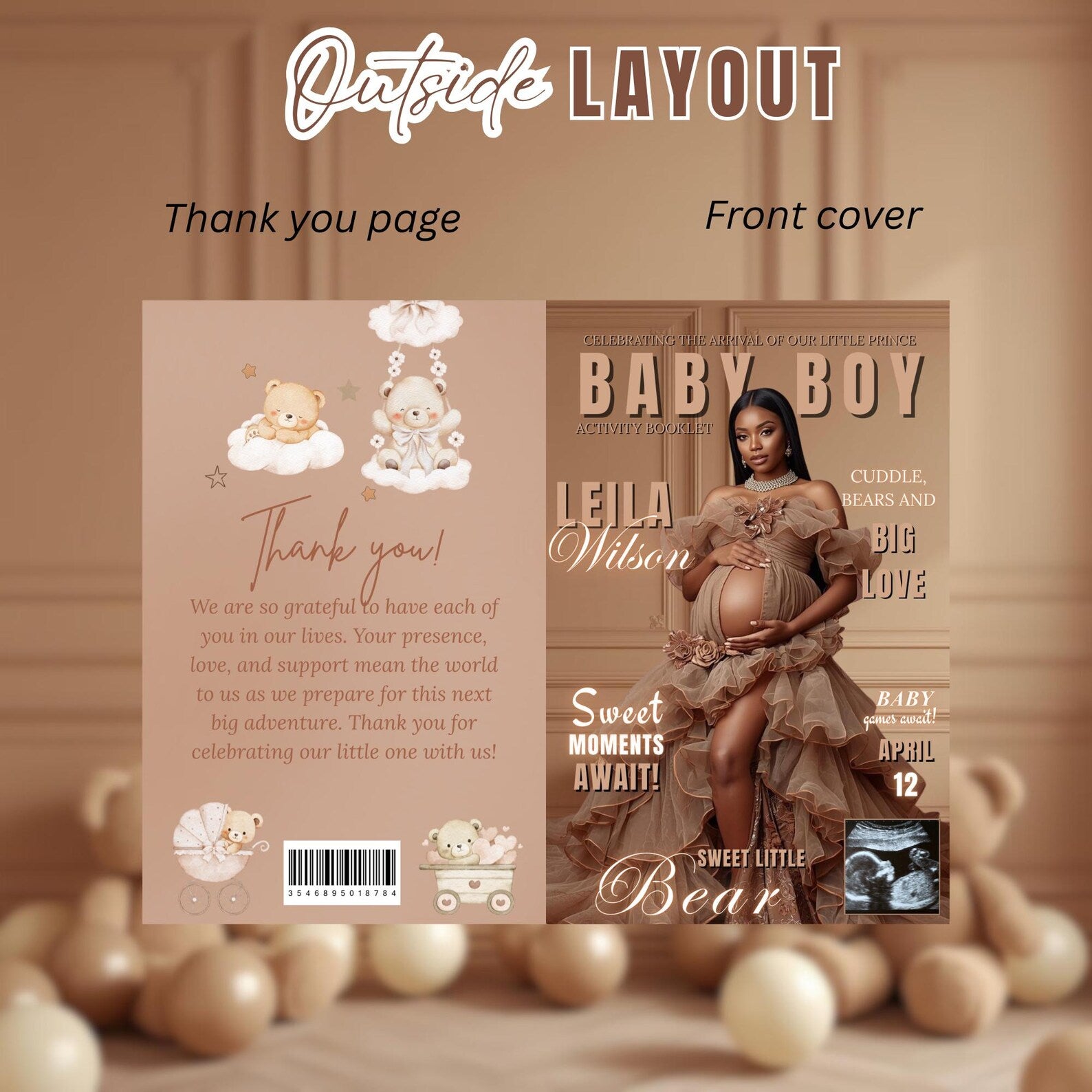 Brown Bear Baby Shower Activity Booklet, Oh Baby Games Bundle, Girl Boy Booklet, Magazine Style with photo, Printable Party Decor Template