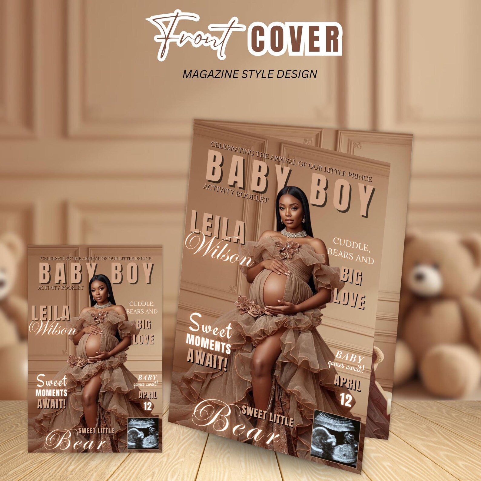 Brown Bear Baby Shower Activity Booklet, Oh Baby Games Bundle, Girl Boy Booklet, Magazine Style with photo, Printable Party Decor Template