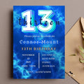 Blue 13th Birthday Boy Invite, Digital Thirteen Birthday Party Teen Boy Invitation, 13th Official Teenager Printable Card, Instant Download