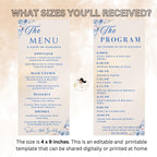 Editable Menu and Program Template, Birthday Dinner Menu cards, Retirement Party Program, Anniversary Menu, Printable Brunch Party Menu