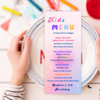 Editable Kids Birthday Menu, Baby shower Menu, Nursery Rainbow, Kids lunch communion Menu, Dinner Kids Party Menu Design, Printable Menu